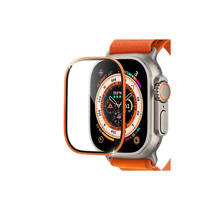 Képernyővédő üveg Apple Watch Ultra 2 49 mm-es fém edzett keretes karcmentes IWatch Series Ultra 49 mm-es tartozékokhoz