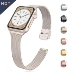 Vékony karkötő Fém szíj Apple Watchhoz 9 8 7 6 SE 5 4 38 40 41 45 49MM Ultra rozsdamentes acél Milanese szíj iwatch 42 44MM-hez