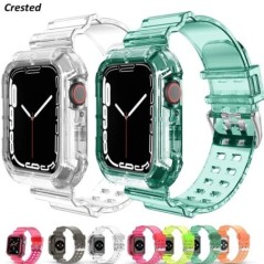 Tok+szíj Apple óra szíjhoz 44mm 40mm 45mm 41mm 42mm 38mm Tartozékok Átlátszó szilikon karkötő iWatch series 8 3 6 se 7