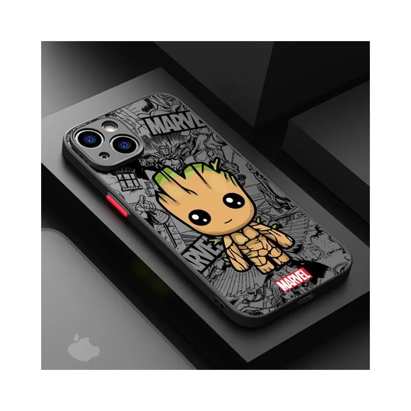 Cartoon Marvel Spiderman Groot telefontok Apple iPhone 15 Pro Max XR 12 Mini SE 13 14 Plus 11 Pro 8 XS X 7 ütésálló burkolathoz