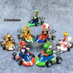 Stílusok Mario Visszahúzó autó Zöld Yoshi Donkey Kong Bowser Luigi Varangy Hercegnő Barack figurák Játékok Anime játék baba Aján