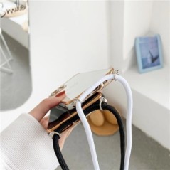 Luxus Crossbody Necklace Lanyard Plating Love Heart puha tok iPhone 15 14 Pro Max 13 12 11 MiNi X XS XR 7 8 plus SE borítóhoz