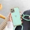 Luxus Crossbody Necklace Lanyard Plating Love Heart puha tok iPhone 15 14 Pro Max 13 12 11 MiNi X XS XR 7 8 plus SE borítóhoz