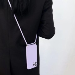 Egyszerű Crossbody Lanyard szilikon tok iPhone 15 11 12 13 14 Pro Max XR X XS 7 8 Plus kábel kötél nyaklánc pánt puha burkolatho