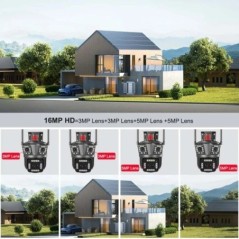 16 MP 8K WiFi IP kamera 10X zoom 4K kültéri biztonsági kamera megfigyelő mesterséges intelligencia sáv négy lencsés három képern