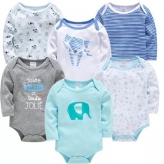 Kavkas Baby Boys Lány Body 6 DB 3 DB Hosszú ujjú 100% Pamut Babaruha 0-12 hónapos Újszülött body bebe Jumpsuit ruházat