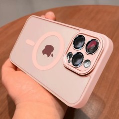 Magsafe luxus matt áttetsző tok iPhone 14 15 Plus 13 12 11 Pro Max ütésálló lökhárító mágneses vezeték nélküli töltőfedélhez