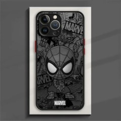 Cartoon Marvel Groot Spiderman telefontok iPhone 15 14 13 11 12 Pro Max X XS XR 7 8 Plus mini szilikon kerettel matt PC-borítóho