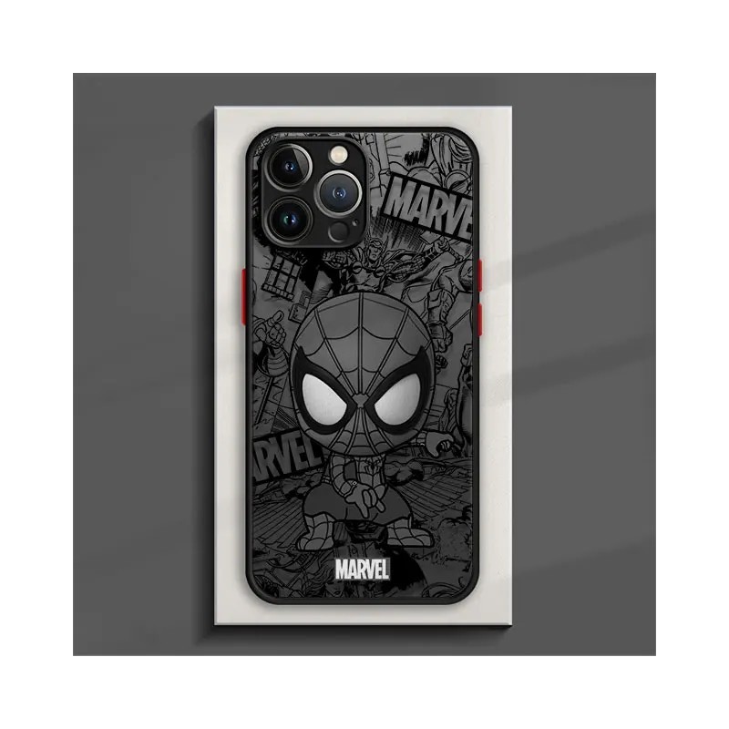 Cartoon Marvel Groot Spiderman telefontok iPhone 15 14 13 11 12 Pro Max X XS XR 7 8 Plus mini szilikon kerettel matt PC-borítóho