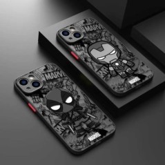 Cartoon Marvel Groot Spiderman telefontok iPhone 15 14 13 11 12 Pro Max X XS XR 7 8 Plus mini szilikon kerettel matt PC-borítóho