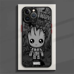 Cartoon Marvel Groot Spiderman telefontok iPhone 15 14 13 11 12 Pro Max X XS XR 7 8 Plus mini szilikon kerettel matt PC-borítóho