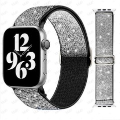 Bohemian nylon szíj Apple Watch ultra 2 49mm 41mm 45mm 38/40/44mm rugalmas fényes karkötőhöz iWatch Series 9/8/7 6 5 4 Se Band