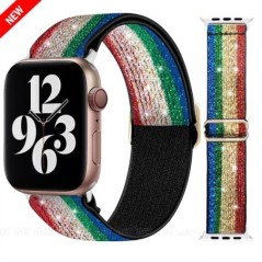 Bohemian nylon szíj Apple Watch ultra 2 49mm 41mm 45mm 38/40/44mm rugalmas fényes karkötőhöz iWatch Series 9/8/7 6 5 4 Se Band