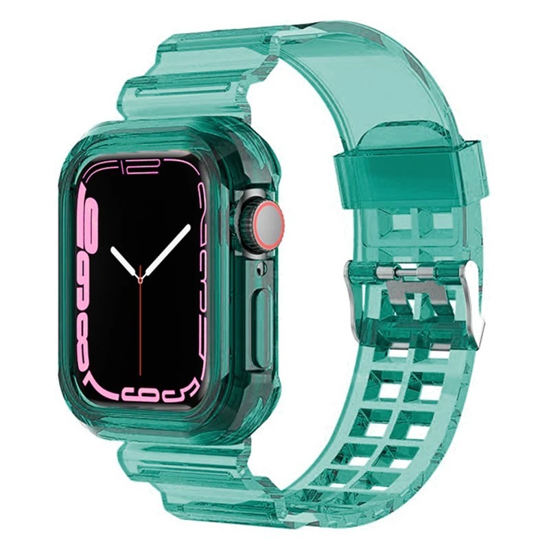 Átlátszó szíj + tok Apple Watchhoz 8 7 6 SE 5 3 2 Puha átlátszó szilikon szíj iwatchhoz Szíj 40mm 44mm 42MM 41MM 45MM 49MM