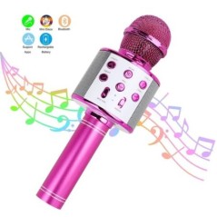 Karaoke mikrofon gyerekeknek, vezeték nélküli Bluetooth karaoke mikrofon énekléshez, hordozható kézi mikrofon hangszóró lejátszó