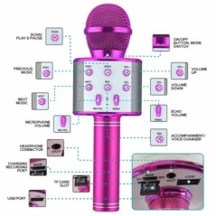 Karaoke mikrofon gyerekeknek, vezeték nélküli Bluetooth karaoke mikrofon énekléshez, hordozható kézi mikrofon hangszóró lejátszó