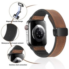 Szilikon+bőr szíj Apple óra szíjhoz 49mm 44mm 45mm 42mm 40mm Tartozékok Karkötő iWatch Ultra Series 9 8 7 SE 6 5 4