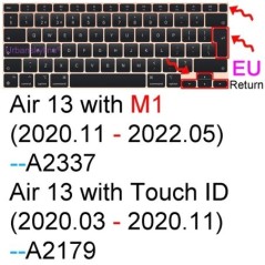 Billentyűzet borítás Macbook Airhez 13 M2 15 Pro 14 M3 13 M1 16 Retina 11 Szilikonvédő bőrtok A3113 A3114 A2681 A2941 A2992 