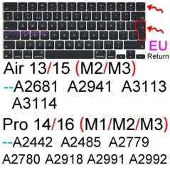 Billentyűzet borítás Macbook Airhez 13 M2 15 Pro 14 M3 13 M1 16 Retina 11 Szilikonvédő bőrtok A3113 A3114 A2681 A2941 A2992 