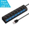 Nagy sebességű 4/7 portos USB HUB 2.0 Adapter bővítő Multi USB Splitter Multi Extender LED lámpakapcsolóval PC laptophoz