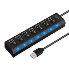 Nagy sebességű 4/7 portos USB HUB 2.0 Adapter bővítő Multi USB Splitter Multi Extender LED lámpakapcsolóval PC laptophoz