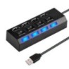 Nagy sebességű 4/7 portos USB HUB 2.0 Adapter bővítő Multi USB Splitter Multi Extender LED lámpakapcsolóval PC laptophoz