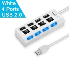 Nagy sebességű 4/7 portos USB HUB 2.0 Adapter bővítő Multi USB Splitter Multi Extender LED lámpakapcsolóval PC laptophoz