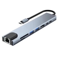 USB 8 az 1-ben C típusú 3 1-4k Hdmi hub adapter Sd Tf Rj45 kártyaolvasóval Pd gyorstöltés Macbook notebook számítógéphez