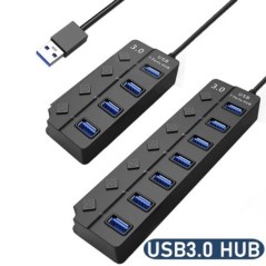 USB 3.0 tápadapter 4/7 portos több USB elosztó hub USB hub 2.0 USB többszörös bővítő kapcsoló 30 cm kábelelosztó dokkoló állomás