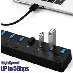 USB 3.0 tápadapter 4/7 portos több USB elosztó hub USB hub 2.0 USB többszörös bővítő kapcsoló 30 cm kábelelosztó dokkoló állomás