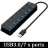 USB 3.0 tápadapter 4/7 portos több USB elosztó hub USB hub 2.0 USB többszörös bővítő kapcsoló 30 cm kábelelosztó dokkoló állomás