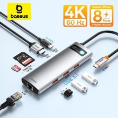 Baseus 10 Gbps USB C hub Type C HDMI-kompatibilis USB adapter Ethernet port dokkoló állomás MacBook Air M1 M2 USB Splitterhez