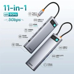 Baseus 10 Gbps USB C hub Type C HDMI-kompatibilis USB adapter Ethernet port dokkoló állomás MacBook Air M1 M2 USB Splitterhez