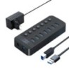 ORICO USB3.0 hub alumínium ipari 7 portos osztó kapcsoló 12 V-os tápadapterrel Macbook mobiltelefon táblagépekhez