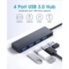 USB hub, USB elosztó laptophoz, többportos USB 3.0 hub portbővítő gyors adatátvitel 4 portos Windows PC Mac nyomtató mobil merev