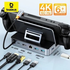 Baseus USB C dokkolóállomás Steam Deck Nintend C típusú kapcsolóhoz 4K@60Hz DP HDMI-kompatibilis Gigabit Ethernet USB 3.0 hubhoz