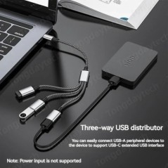 C típusú USB hub bővítmények 4 portos USB kábel osztó OTG nagy sebességű átviteli adapter hordozható konverter PC laptophoz Macb