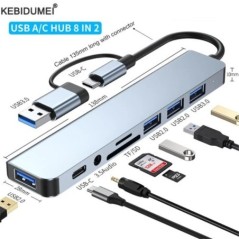 USB A Type C hub koncentrátor dokkolóállomás több adapter SD TF kártyaolvasó audio többelosztó dokkoló osztó MacBook Air PC-hez