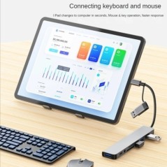 USB A Type C hub koncentrátor dokkolóállomás több adapter SD TF kártyaolvasó audio többelosztó dokkoló osztó MacBook Air PC-hez