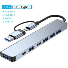 USB A Type C hub koncentrátor dokkolóállomás több adapter SD TF kártyaolvasó audio többelosztó dokkoló osztó MacBook Air PC-hez