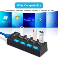 4/7 portos USB HUB 3.0 2.0 adapter bővítő, nagy sebességű, több USB-elosztó, többszörös bővítő LED-es lámpakapcsolóval PC laptop