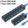 4/7 portos USB HUB 3.0 2.0 adapter bővítő, nagy sebességű, több USB-elosztó, többszörös bővítő LED-es lámpakapcsolóval PC laptop