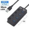 USB hub 3.0 többfunkciós USB nagy sebességű elosztó 7 portos 5 Gbps hub tápadapter kapcsolóval, hosszú kábellel, több bővítő hub