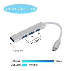 USB C HUB 3.0 Type C 4 Port Multi USB Splitter Adapter OTG HUAWEI Xiaomi Macbook Pro 13 15 Air Pro PC számítógép-tartozékok