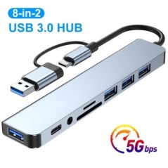 8 portos USB 3.0 HUB USB C HUB Dock Station OTG Adapter 5Gpbs nagy sebességű USB 3.0 2.0 Splitter 3.5 Audio Macbook Pro Airhez