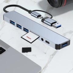 8 portos USB 3.0 HUB USB C HUB Dock Station OTG Adapter 5Gpbs nagy sebességű USB 3.0 2.0 Splitter 3.5 Audio Macbook Pro Airhez