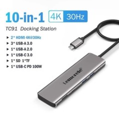 Lemorele TC91 USB C HUB USB 3.0 dokkoló állomás USB Type-C - Dual HDMI Macbook Air Pro iPad Pro M2 M1 PC Extend 2 Different