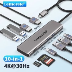 Lemorele TC91 USB C HUB USB 3.0 dokkoló állomás USB Type-C - Dual HDMI Macbook Air Pro iPad Pro M2 M1 PC Extend 2 Different