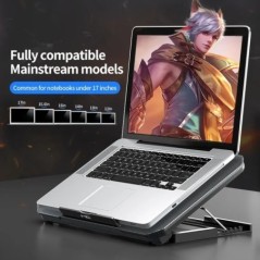 Q100 17 hüvelykes Gaming Laptop hűtőventilátor Led Képernyő Két USB port 2600RPM Laptop Hűtőpad Notebook Állvány Laptop ventilát