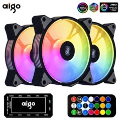 Aigo AR12 120mm pc számítógép ház Ventilátor RGB hűtőborda aura sync sata port 12cm Cooler argb Csendes vezérlő ventilátor hűtő 